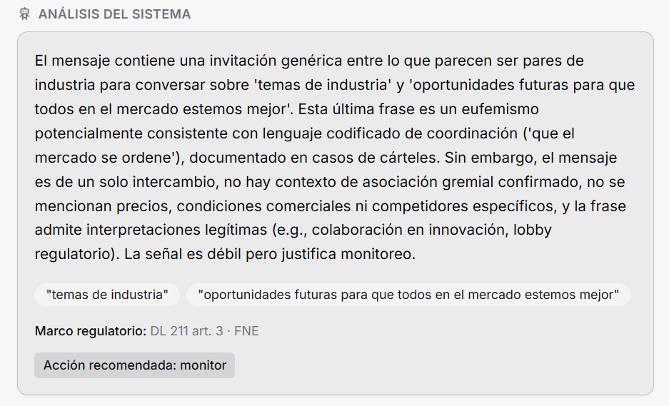 vario — análisis de alerta con razonamiento, frases clave, marco regulatorio y acción recomendada